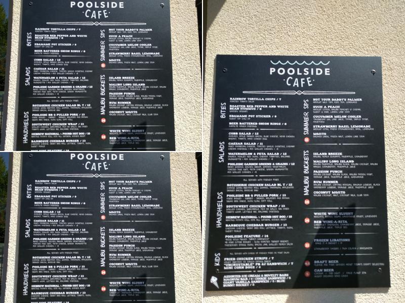 Poolside Cafe Menu