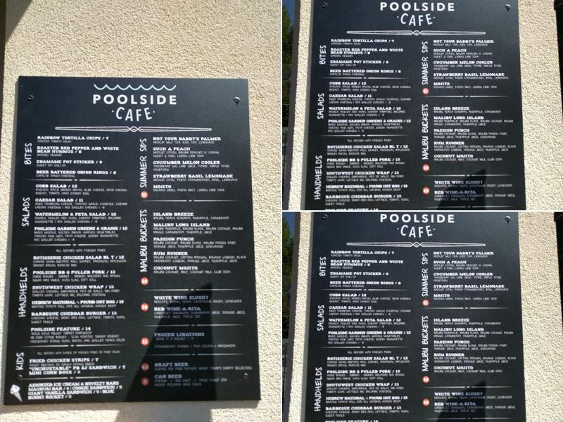 Poolside Cafe Menu