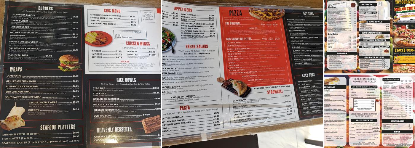 Pizza & Grill On The Rocks Menu
