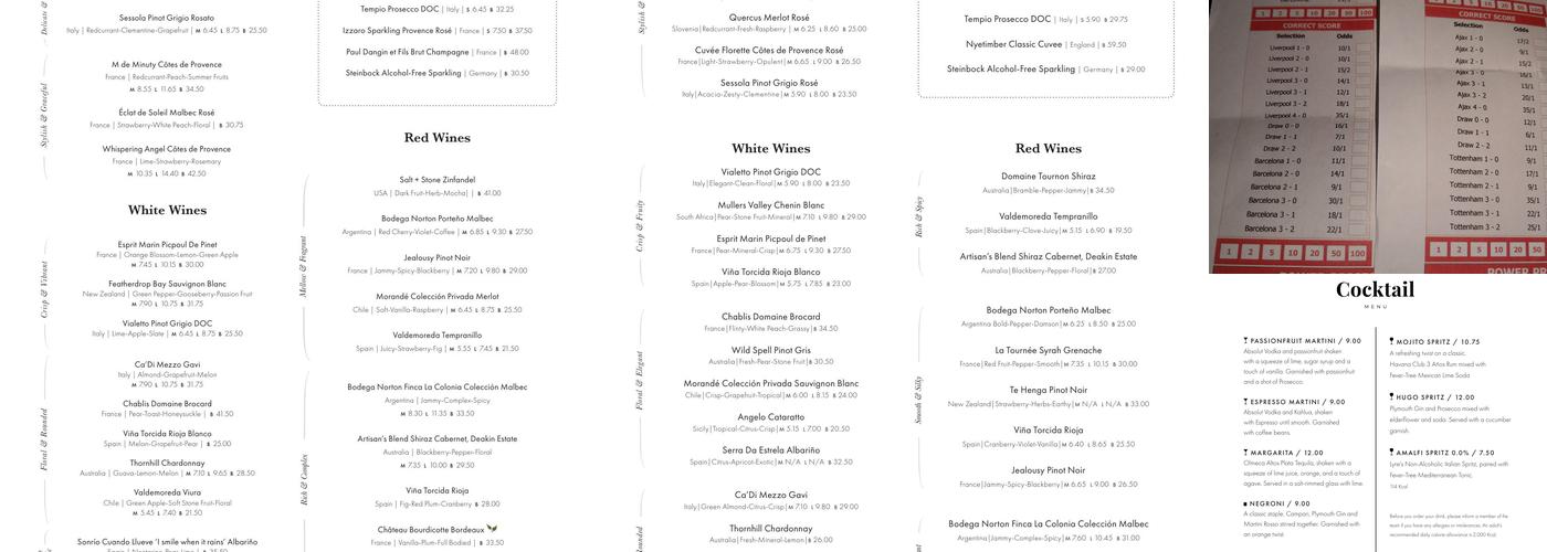 The Plough Beddington Menu