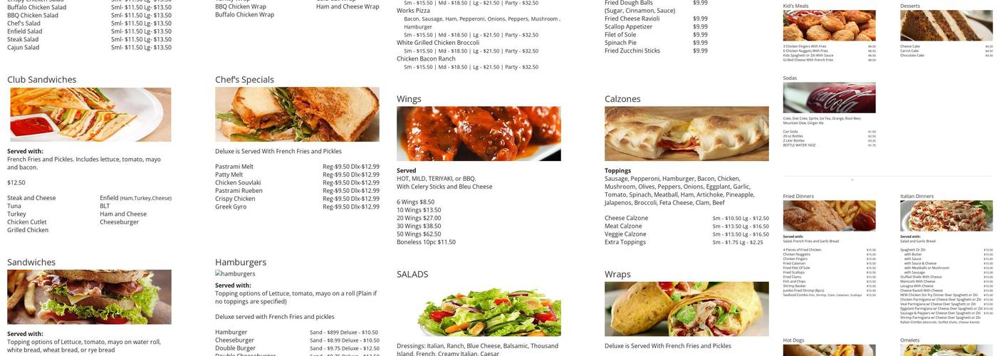 Enfield Pizza Menu