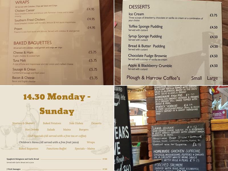 The Plough & Harrow Menu