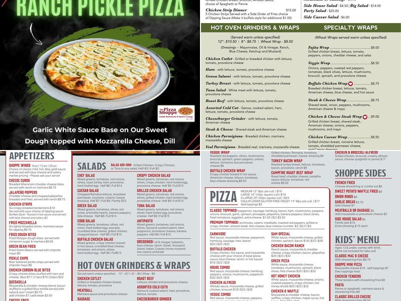 The Pizza Shoppe Menu