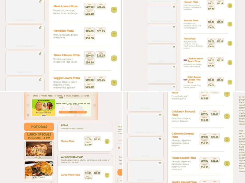 Empire Pizza Menu