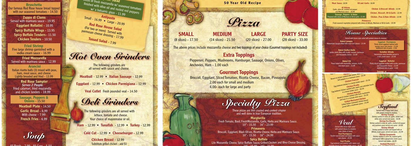 Red Rose Pizzeria Menu