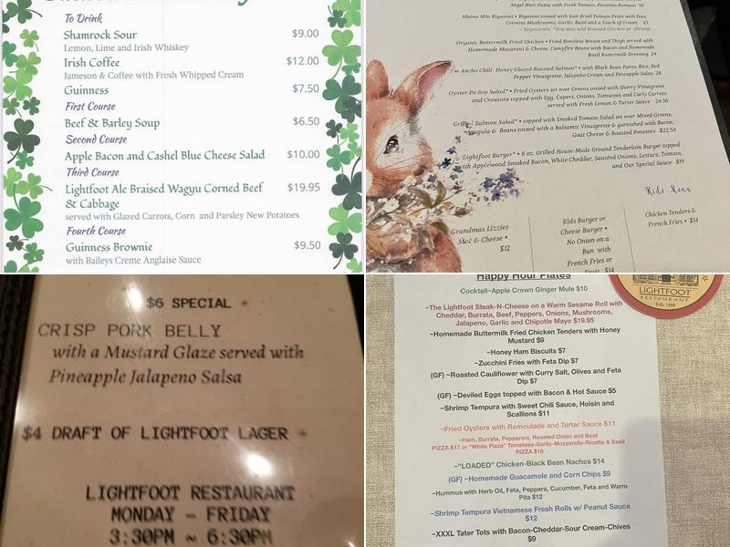 Lightfoot Restaurant Menu