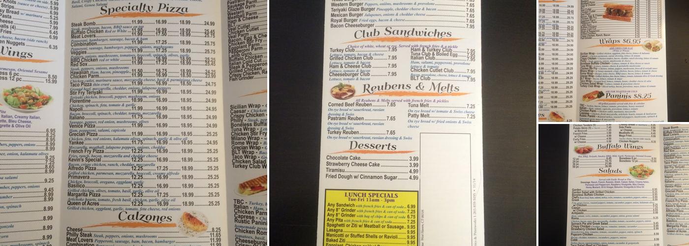 Parker Pizzeria Menu