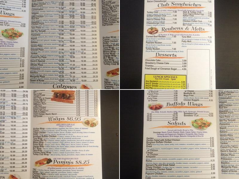 Parker Pizzeria Menu