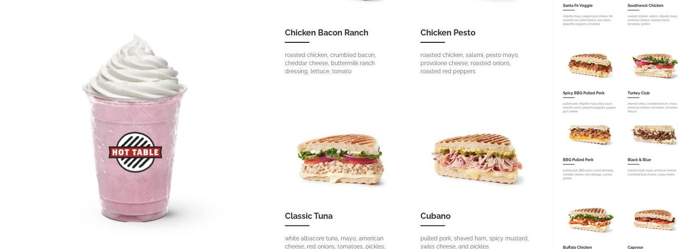 Hot Table Menu
