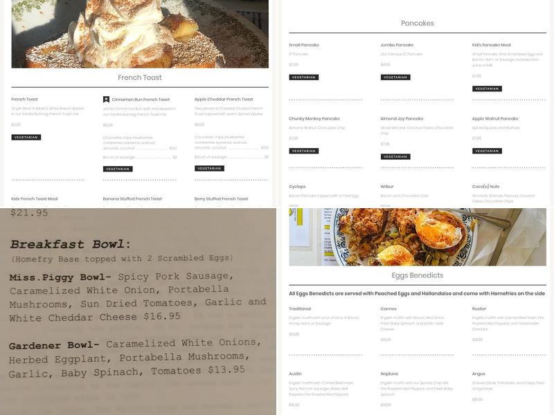 Whistle Stop Cafe Menu