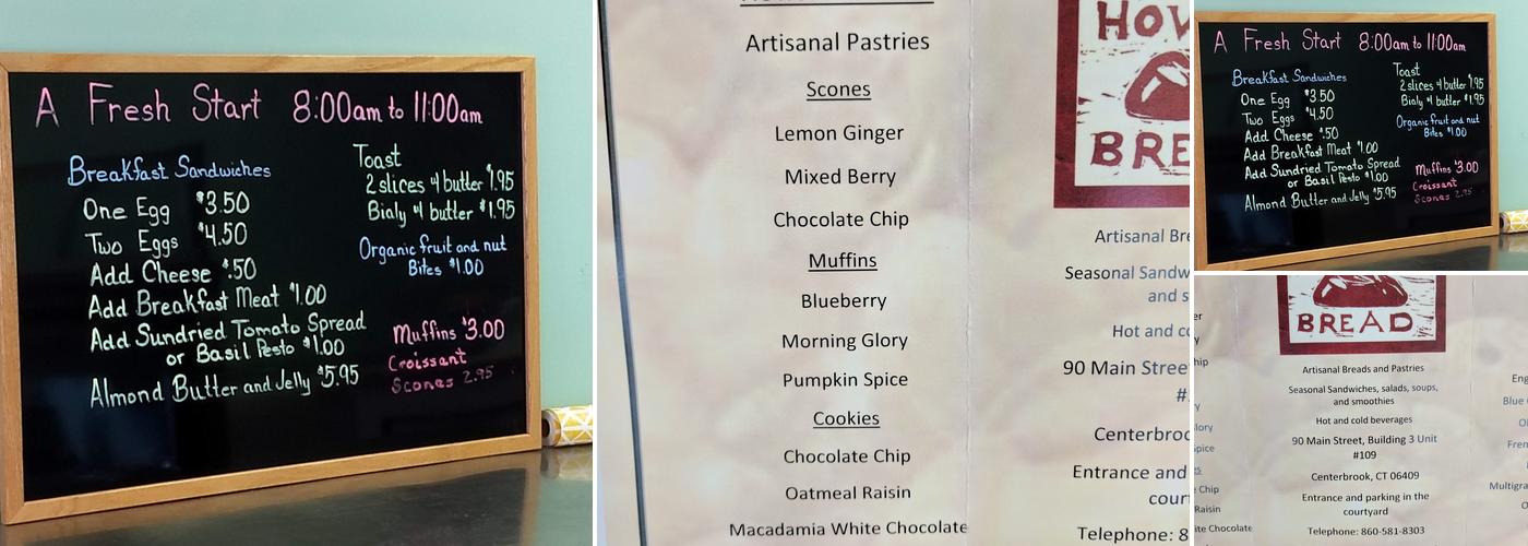 Howard's Bread Menu