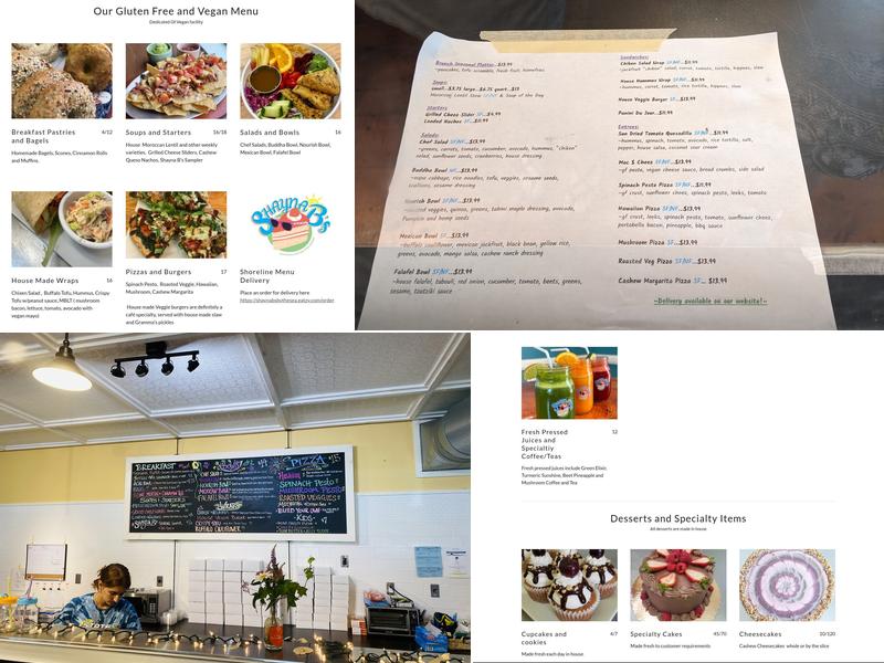 Shayna B's By The Sea Menu