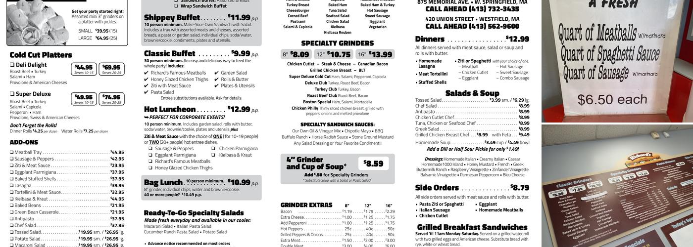 Richard's Grinders Menu