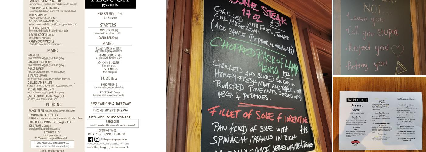 The Plough Pyecombe Menu