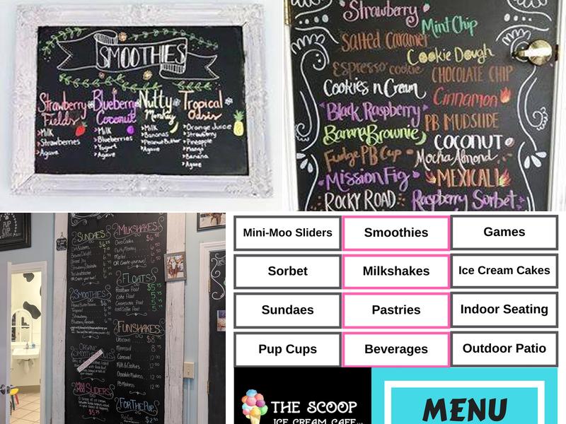 The Scoop Ice Cream Cafe Menu