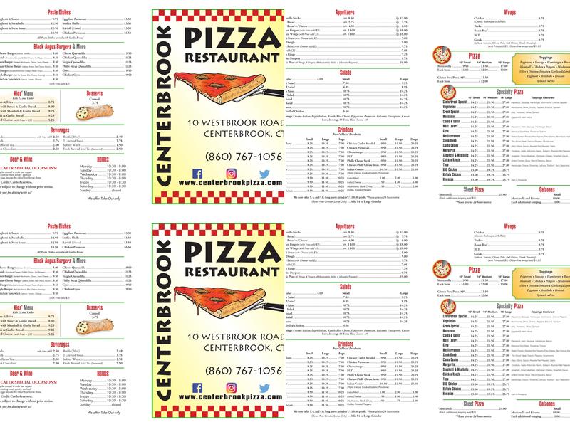 Centerbrook Pizza Menu