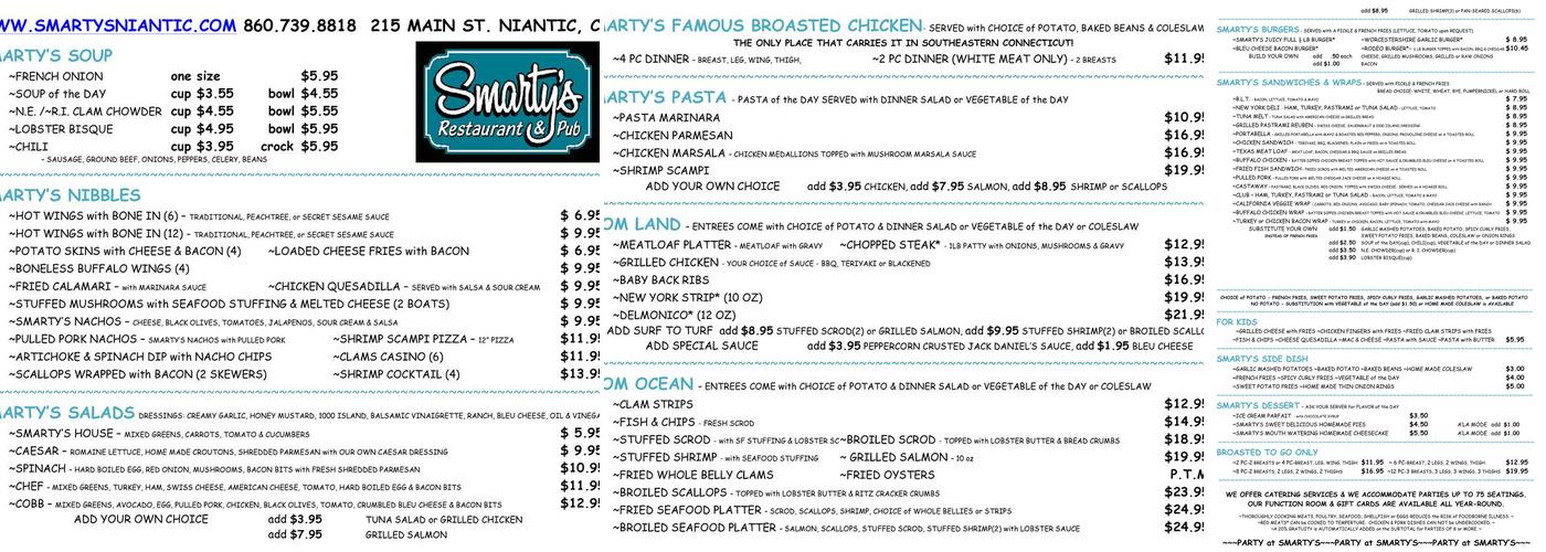 Smarty's Restaurant & Pub Menu