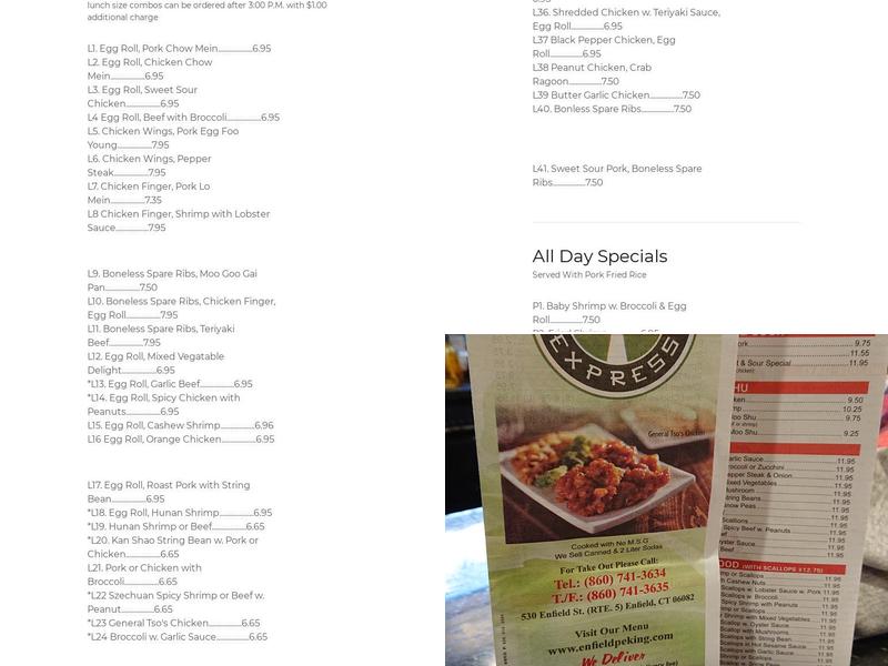 Peking express Restaurant Menu