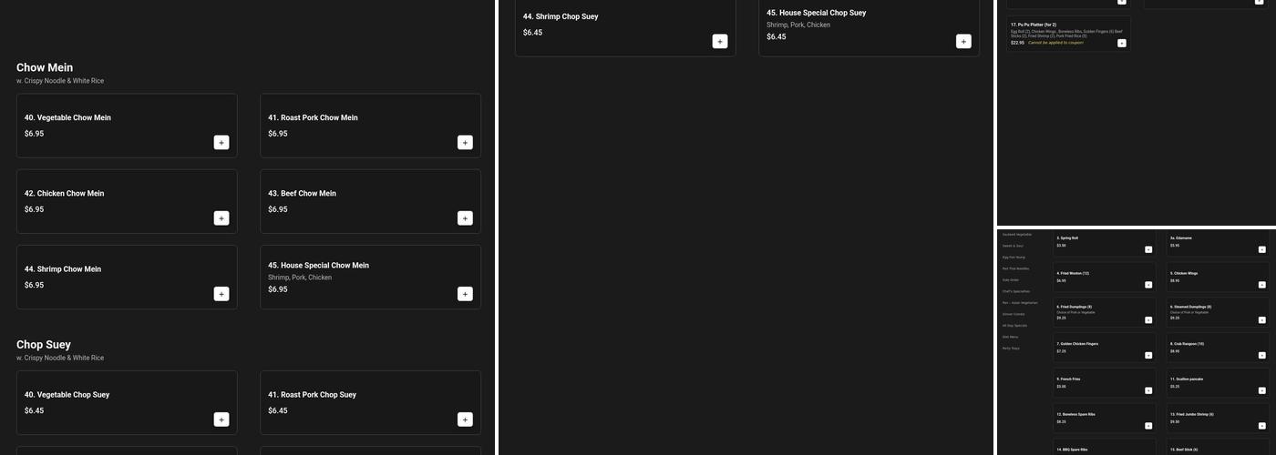 Jack Chen's Restaurant Menu