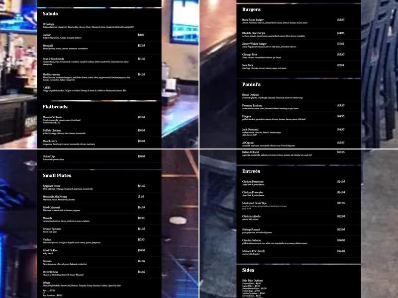 The Back Room Bar & Grill Menu