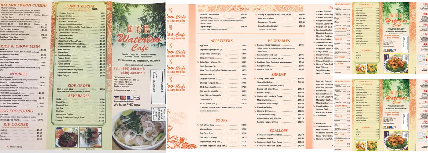 Waterloo Cafe Menu