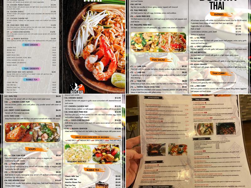 Busaya Thai Haymarket Menu