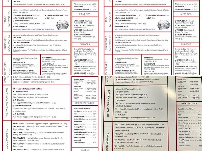Aldie Country Store & Cafe Menu