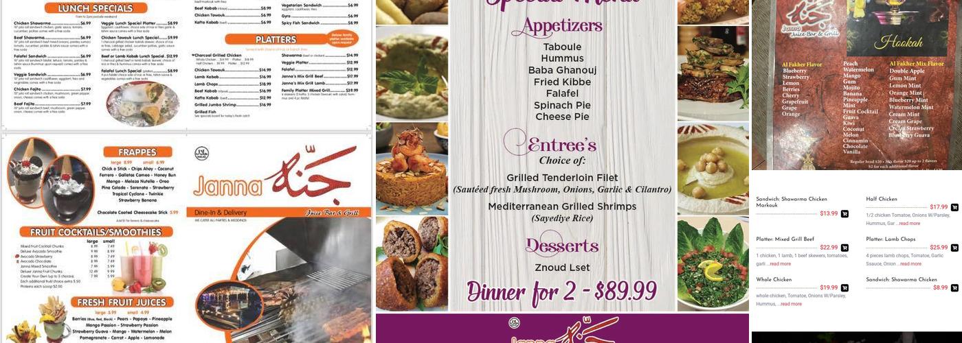 Janna Grill & Social Club Menu