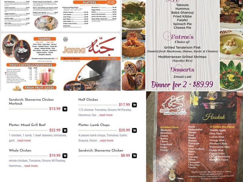 Janna Grill & Social Club Menu