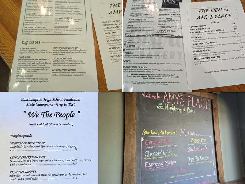 Amy's Place Bar & Grill Menu
