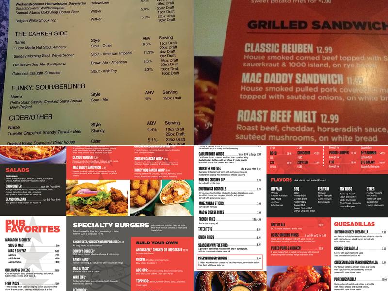 Hangar Pub & Grill Westfield Menu