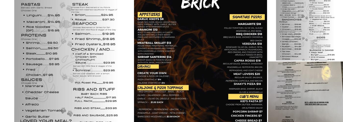 Black Bear Bistro & Brick Oven Menu