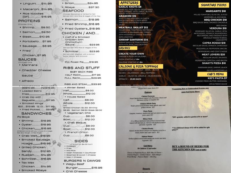 Black Bear Bistro & Brick Oven Menu