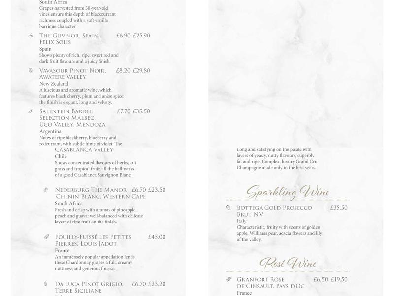 The Terrace Bar & Restaurant Menu