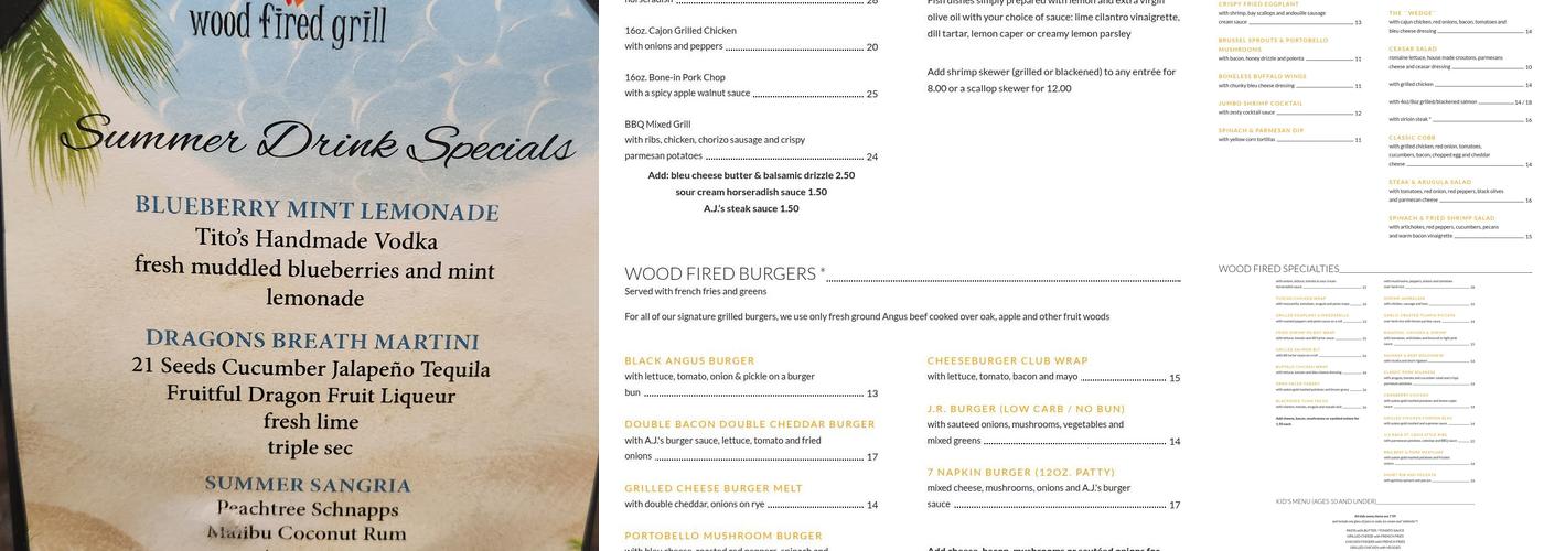 Anthony Jacks Wood Fired Grill Menu