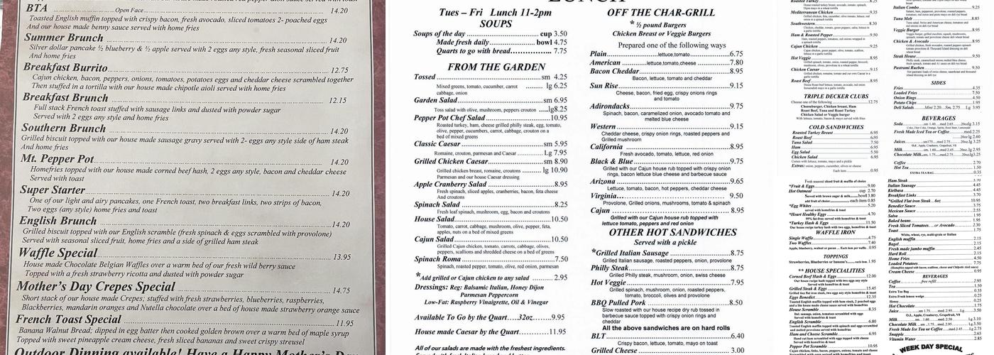 Pepper Pot Menu