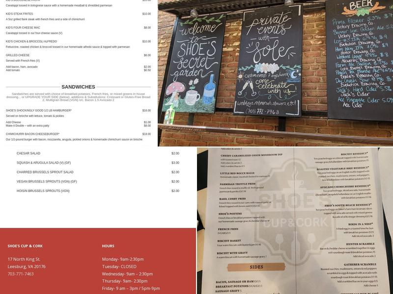 Shoe’s Cup and Cork Menu