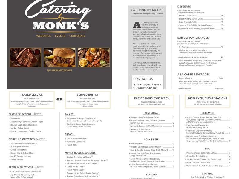 Monk's BBQ Menu