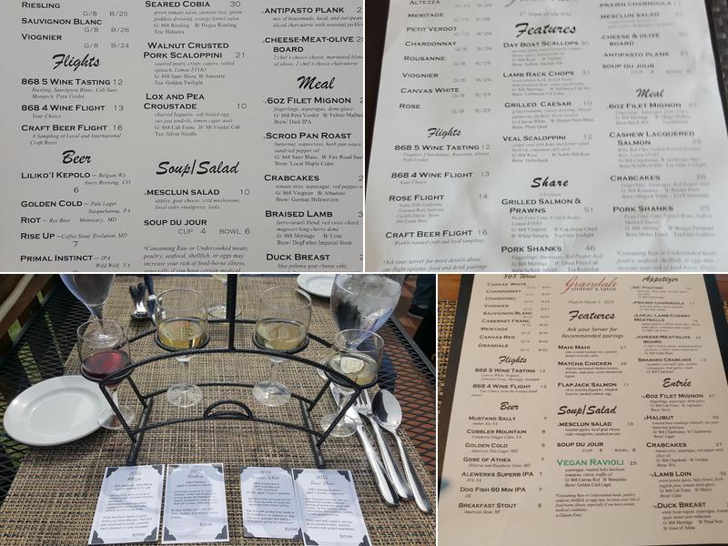 Grandale Vintner's Table Menu