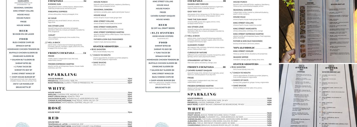 King Street Oyster Bar Menu