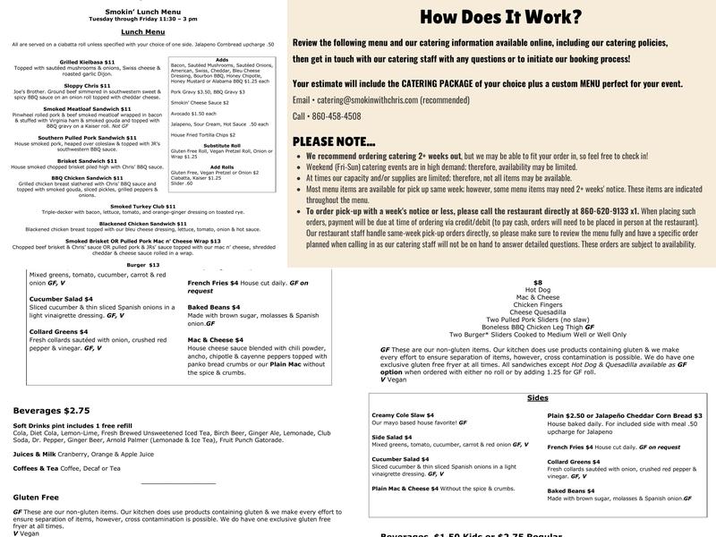 Smokin' With Chris Menu