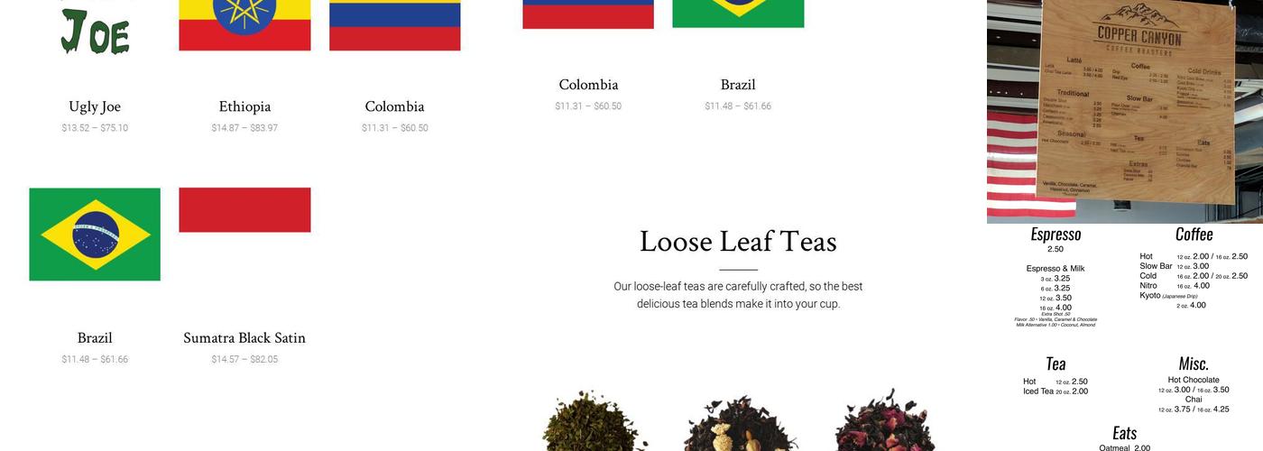 Copper Canyon Coffee Roasters Menu