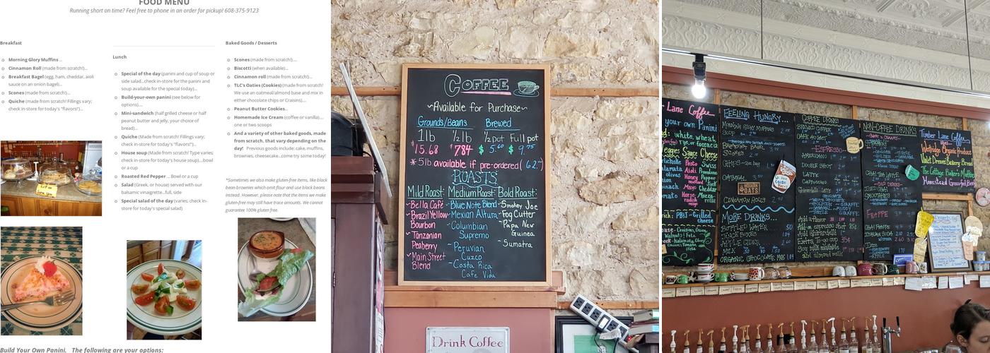 Timber Lane Coffee Menu