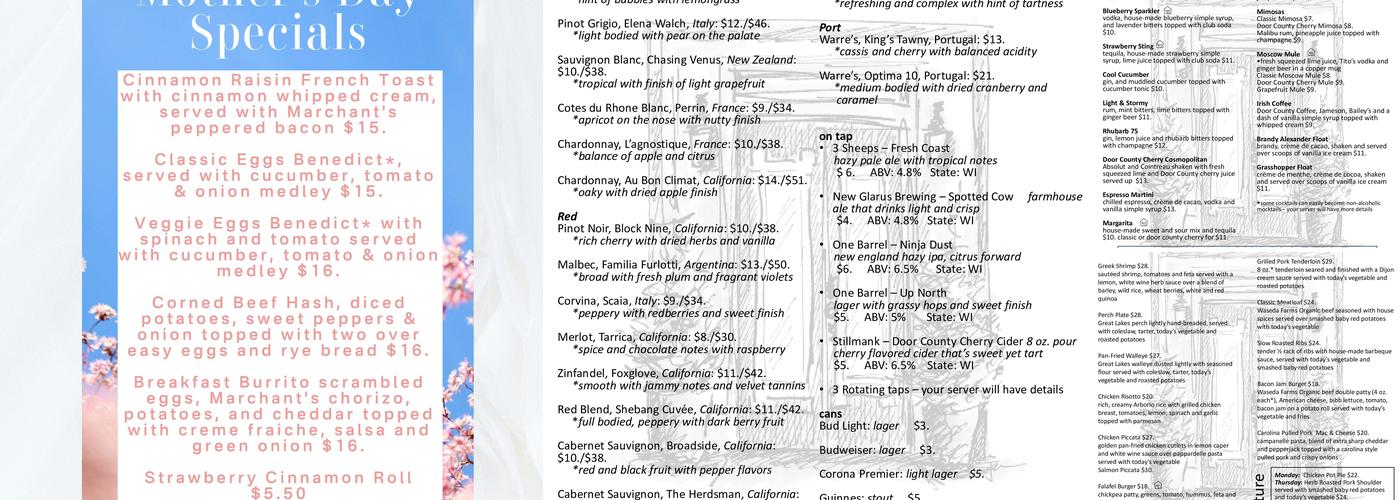 Inn at Cedar Crossing Menu