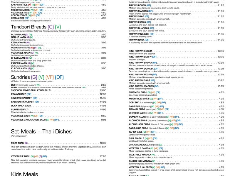 The India Village Menu