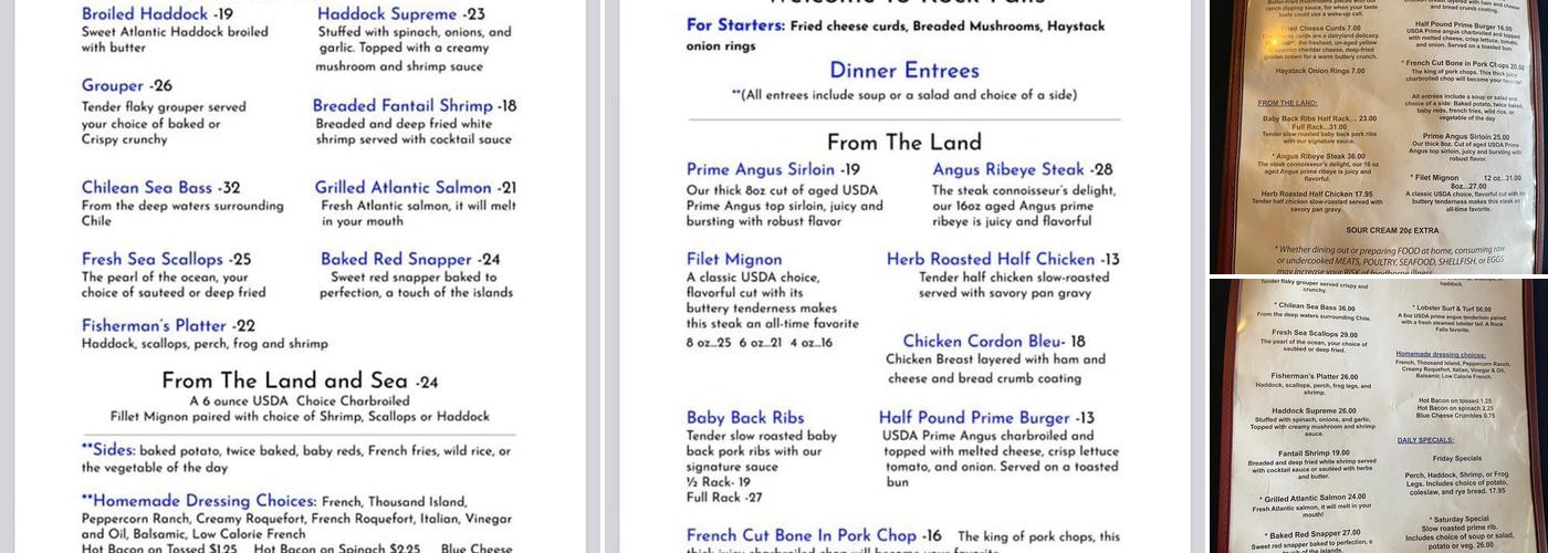 Rock Falls Menu