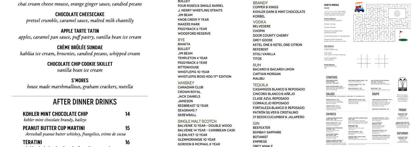 Blackwolf Run Restaurant Menu