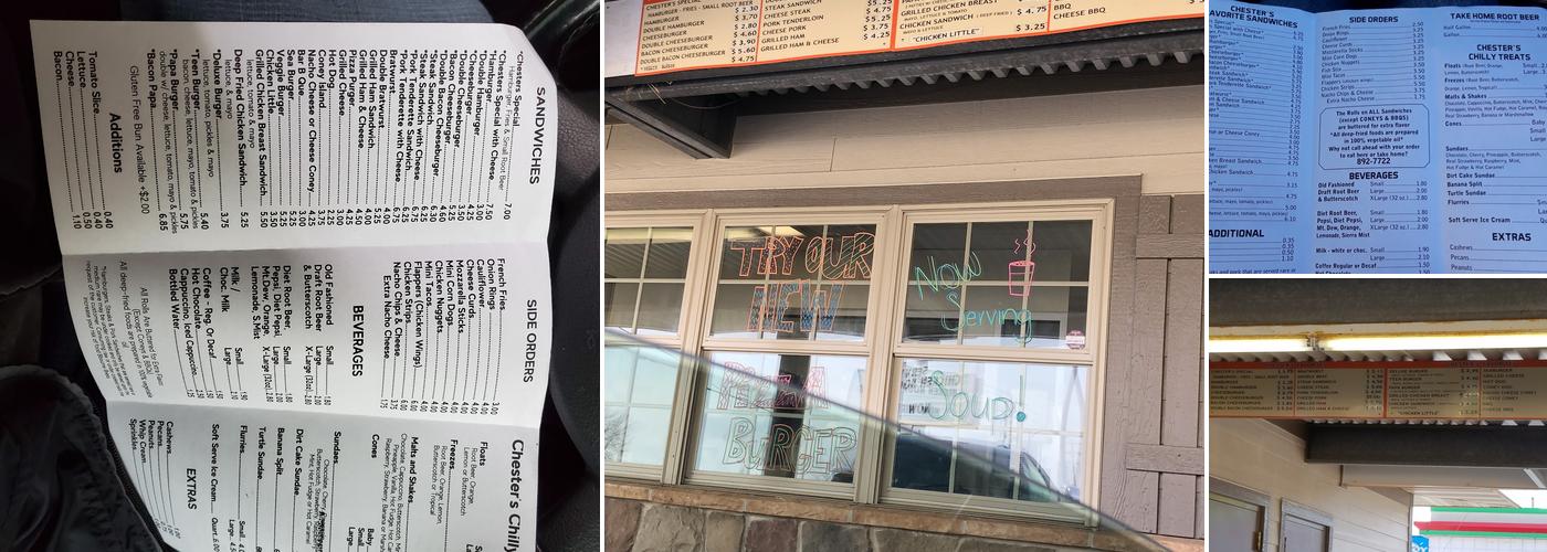 Chester's Drive-In Menu