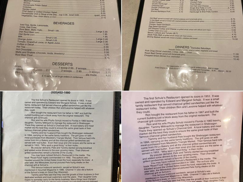 Schulz's Restaurant Menu