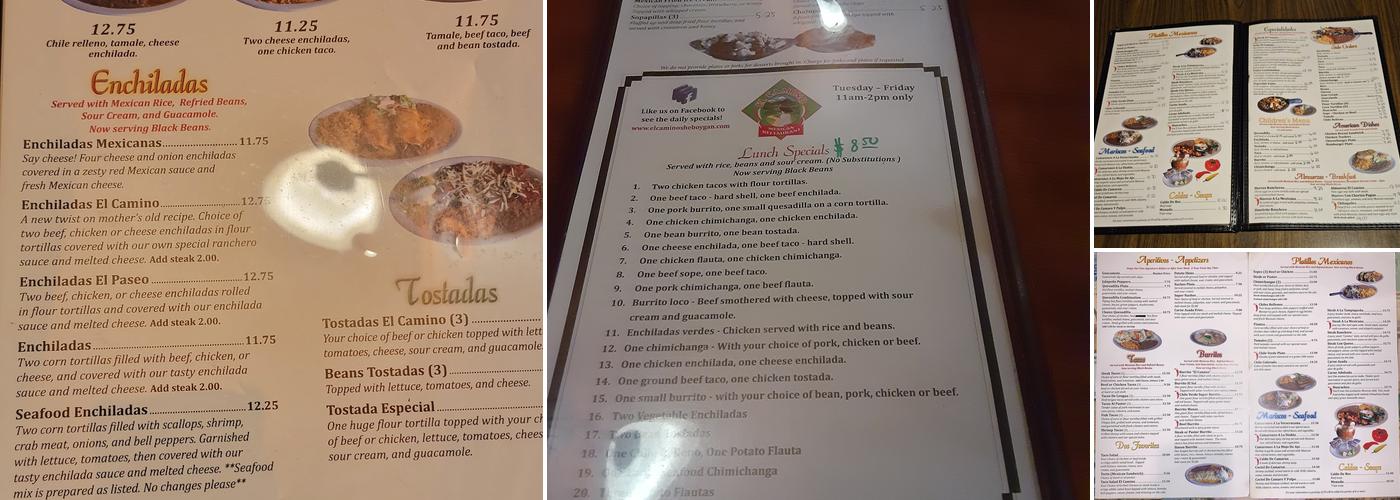 El Camino Restaurant Menu